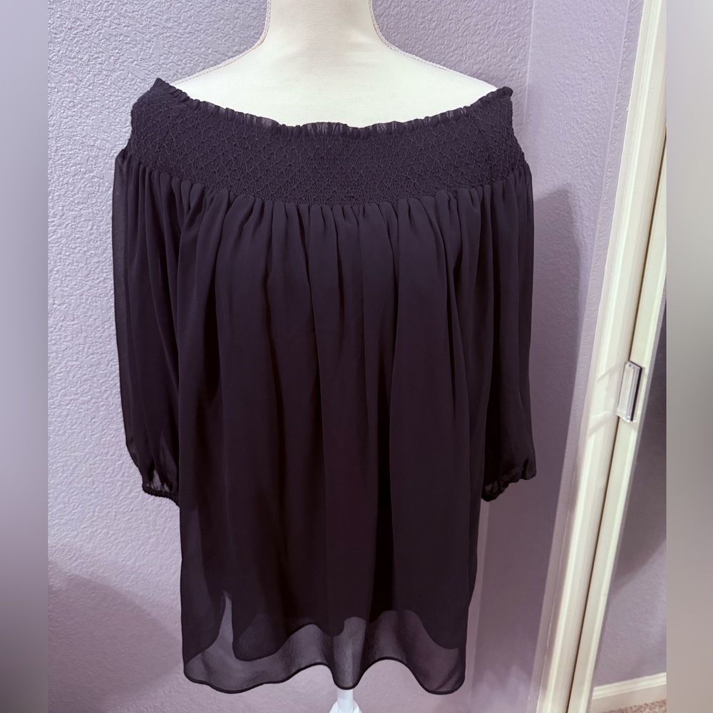 LOFT Black Off-Shoulder Blouse